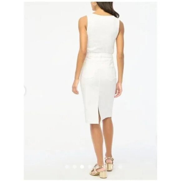 J. Crew Plus Back Slit A-line Denim Midi Skirt White Size 18 NWT - Picture 3 of 8